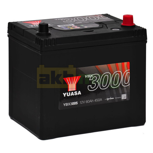 Автомобильный аккумулятор Yuasa 60Ah 500A SMF YBX3005