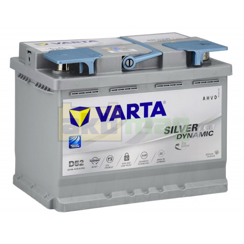 Автомобільний акумулятор Varta 60Ah 680A D52 Silver Dynamic AGM