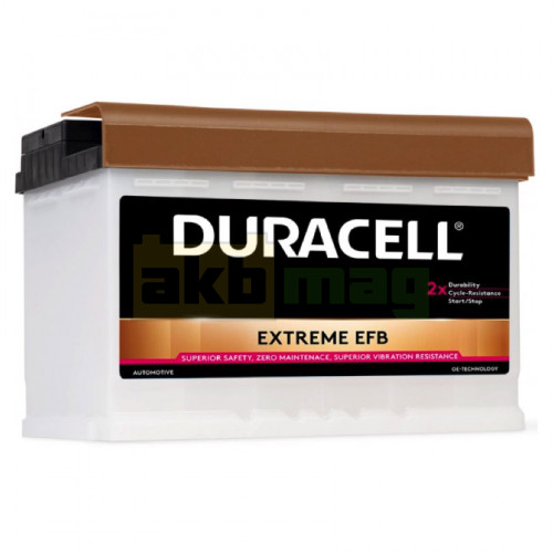 Автомобильный аккумулятор Duracell 75Ah 700A Extreme EFB DE75HEFB