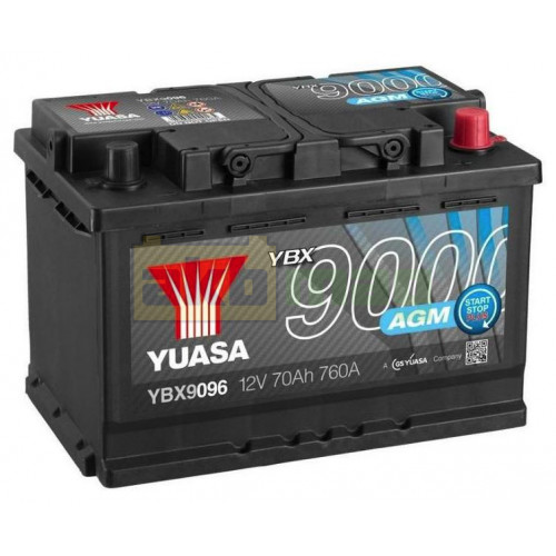 Автомобильный аккумулятор Yuasa 70Ah 760A AGM YBX9096