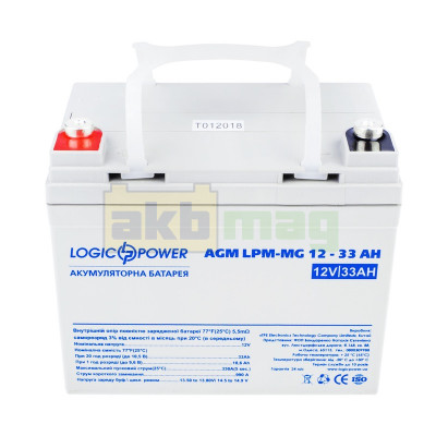 Аккумулятор LogicPower 12V 33Ah LPM-MG12-33