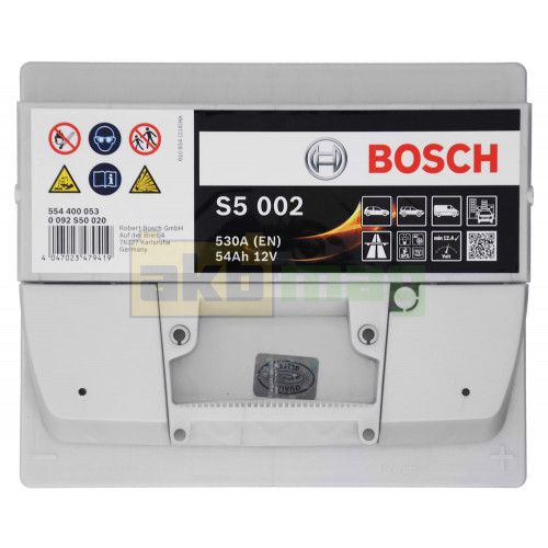 Автомобильный аккумулятор Bosch 54Ah 530A S5 002 0092S50020