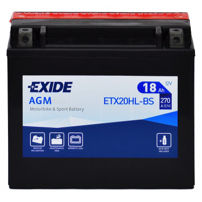 Мото акумулятор Exide 18Ah ETX20HL-BS