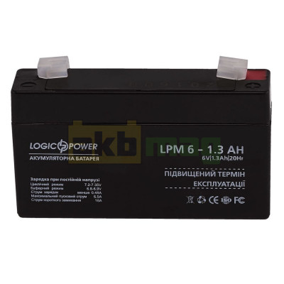 Аккумулятор LogicPower 6V 1,3Ah LPM6-1,3