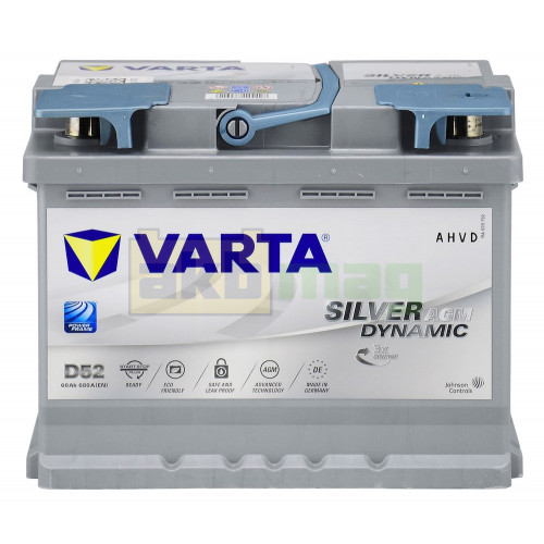 Автомобильный аккумулятор Varta 60Ah 680A D52 Silver Dynamic AGM
