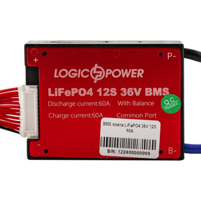 Плата BMS LogicPower LiFePO4 36V 12S 60A/30A LP12240