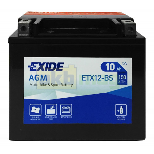 Мото акумулятор Exide 10Ah ETX12-BS