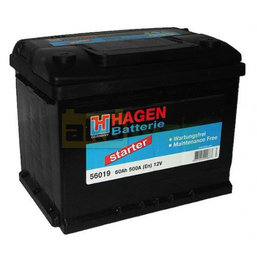 Автомобильный аккумулятор Hagen 60Ah 500A Starter 56019