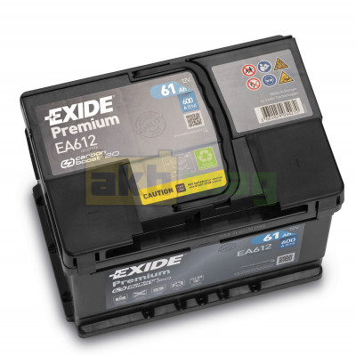 Автомобильный аккумулятор Exide 61Ah 600A Premium EA612