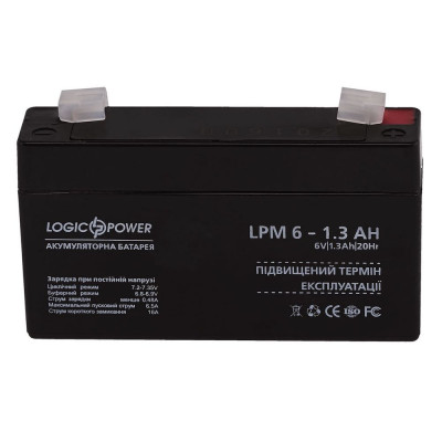 Аккумулятор LogicPower 6V 1,3Ah LPM6-1,3