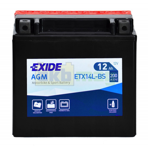 Мото аккумулятор Exide 12Ah ETX14L-BS