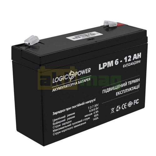 Аккумулятор LogicPower 6V 12Ah LPM6-12