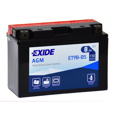 Мото аккумулятор Exide 8Ah ET9B-BS