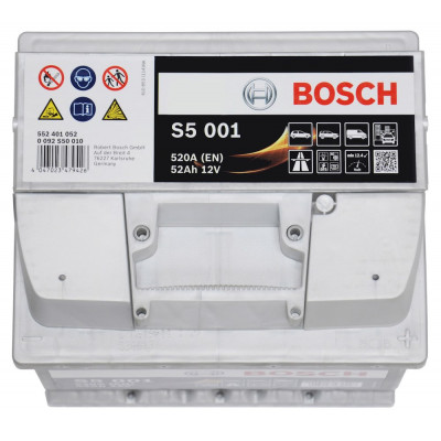 Автомобильный аккумулятор Bosch 52Ah 520A S5 001 0092S50010