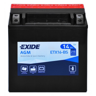 Мото аккумулятор Exide 14Ah ETX16-BS