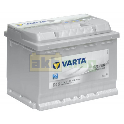 Автомобильный аккумулятор Varta 63Ah 610A D15 Silver Dynamic