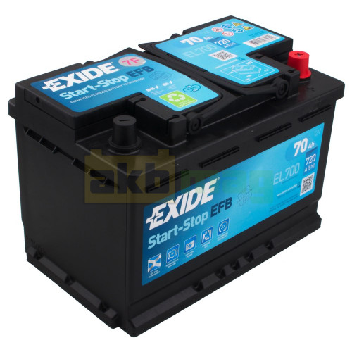 Автомобильный аккумулятор Exide 70Ah 720A Start-Stop EFB EL700