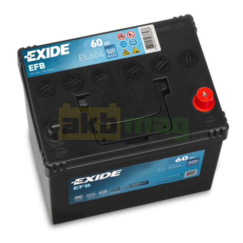 Автомобильный аккумулятор Exide 60Ah 520A Start-Stop EFB EL604