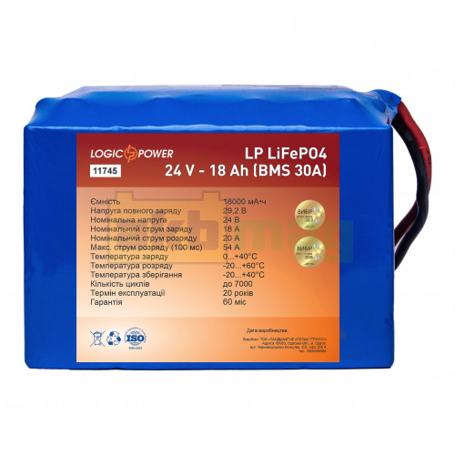 Аккумулятор LogicPower 24V 18Ah LiFePO4 LP11745