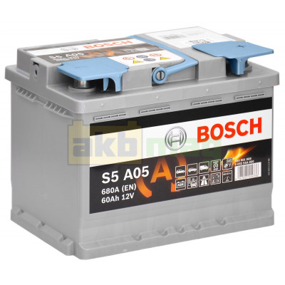Автомобильный аккумулятор Bosch 60Ah 680A S5 A05 AGM 0092S5A050