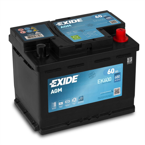 Автомобільний акумулятор Exide 60Ah 680A Start-Stop AGM EK600