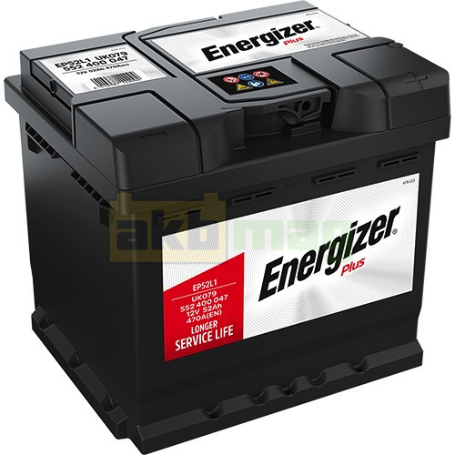 Автомобильный аккумулятор Energizer 52Ah 470A Plus EP52L1
