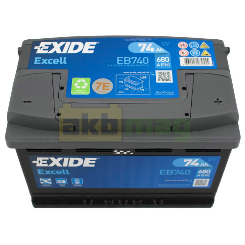 Автомобильный аккумулятор Exide 74Ah 680A Excell EB740
