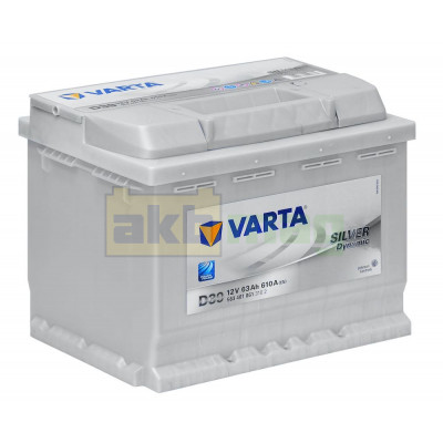 Автомобильный аккумулятор Varta 63Ah 610A D39 Silver Dynamic
