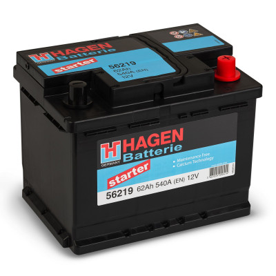 Автомобильный аккумулятор Hagen 62Ah 540A Starter 56219