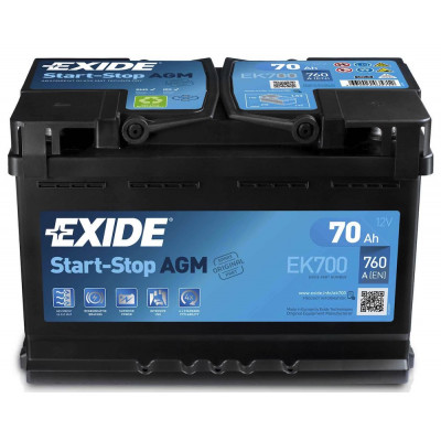 Автомобільний акумулятор Exide 70Ah 760A Start-Stop AGM EK700