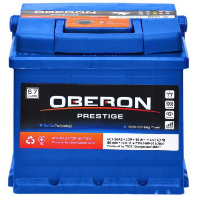 Автомобильный аккумулятор Oberon 50Ah 480A Prestige